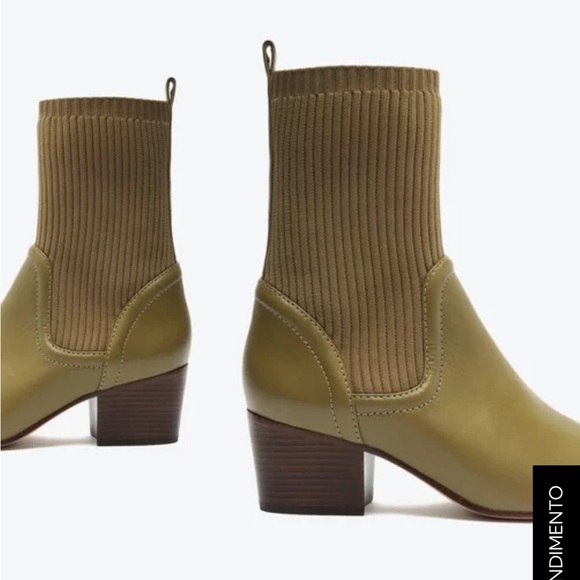 New Schutz Leather Sweater‎ Knit Mid Boots - Camille Knit color green size 8 - Picture 2 of 14